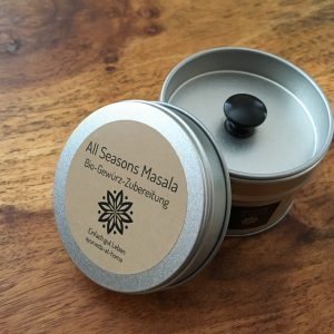 Gewürzdose mit Aromaverschluß - All Seasons Masala Bio-Gewürz-Zubereitung