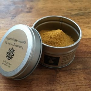 Gewürzdose mit Aromaverschluß Golden Finger Masala Bio-Gewürz-Zubereitung